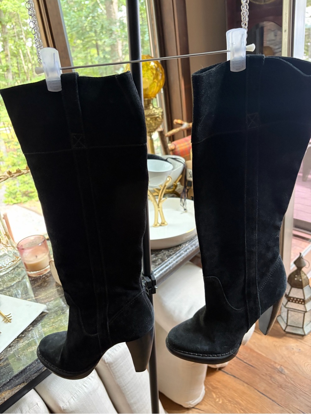 Women's Black Suede Michael Kors Knee-High Heeled Boots